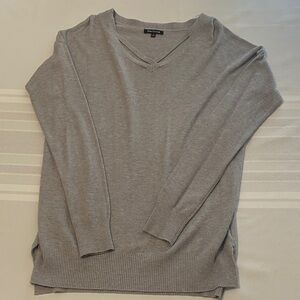 Pink Clover Heather Gray V-Neck Sweater